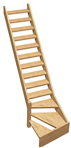 Wendeltreppe 1/4 Linkdsdrehung aus Kiefer Normandie