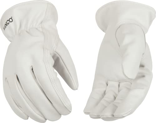 Kinco, 92-XL, White Grain Goatskin Leather Work Glove - With Easy-On Cuff; Durable and Ergonomically Designed - for Construction, Farm, Ranch, DIY, Landscaping - X-Large