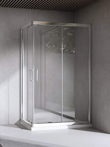 Yellowshop - Box Cabina Doccia Bagno Rettangolare, Dimensioni: 70X100 cm, Cristallo 6mm : Trasparente