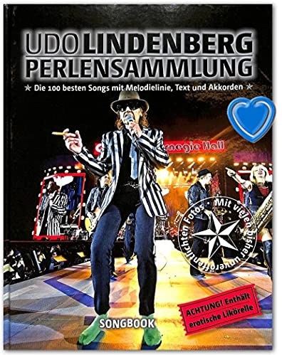 Udo Lindenberg: Perlensammlung 100 Songs mit Melodielinie, Text und Akkorden - Aufwendiges Hardcover - Viele, teilweise unveröffentlichte Fotos - Songbook mit bunter herzförmiger Notenklammer