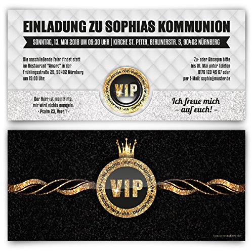 Kartenmachen.de Personalisierte Einladungskarten zur Kommunion Kommunionseinladungen individuell ab 10 Stück selbst gestalten - VIP Gold