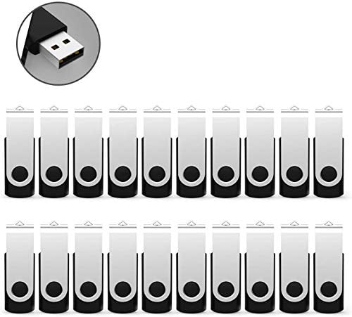 USB Stick 4GB 20 Stück Set RAOYI USB Stick 2.0 4 GB 20er Pack Speicherstick 4GB Flash Laufwerk 360° Drehbar Design mit Metalldeckel (4 GB,Schwarz)