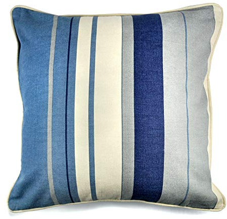 Fusion - Whitworth Stripe - 100% Cotton Filled Cushion - 43x43cm (17x17) in Blue