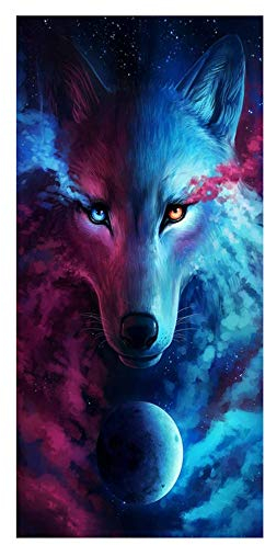 Strandtücher Badetuch Schnell Trocknend Wasseraufnahme Extra Microfiber Badezimmer Handtücher für Kinder,Damen,Männer,Galaxy, 3D Wolf, Traumfänger 70 x150cm (Galaxy Wolf)