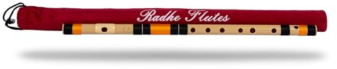 Radhe Flutes Bansuri Mitteloktave aus PVC-Faser, C-Form, für Linkshänder, mit Samtbezug