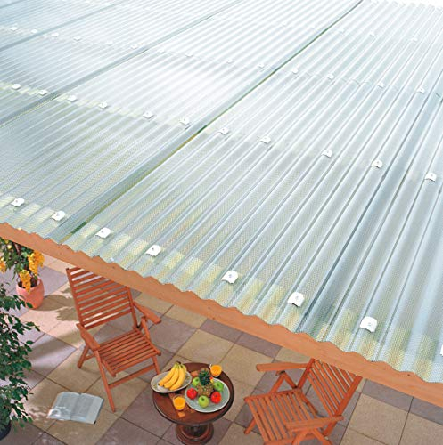 Terrassendach Terrassenüberdachung Carport Komplettset Acrylglas Sinus 76/18 3mm Wabenstruktur Farblos Profilplatten Tiefe:2500mm|Breite:2025mm