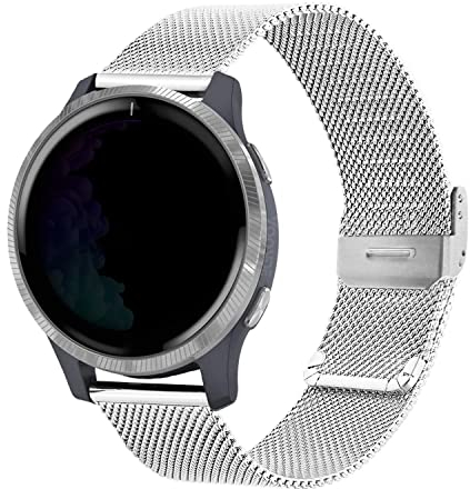YOOSIDE Armband für Garmin Venu Sq 2 / Venu 2 Plus/Vivoactive 6 / Vivoactive 5, Edelstahl Masche Metall 20mm Ersatzarmband für Forerunner 570 42mm, Approach S50 (Silber)