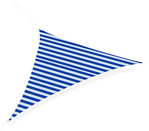 Outsunny Tenda da Sole Vela Ombreggiante Triangolare 5x5x5m Anti-UV e Traspirante in HDPE, Bianca e Blu