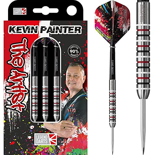Legend Darts Kevin Painter Dartpfeile-Set mit Stahlspitze und hochwertigem 90 % Wolfram-Ring-Schaft
