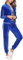 Irevial Due Pezzi Completi Sportivi Donna Velluto Casual Tuta da Ginnastica con Zipper Morbida Pigiama a Manica Lunga Jogging Training Blu L