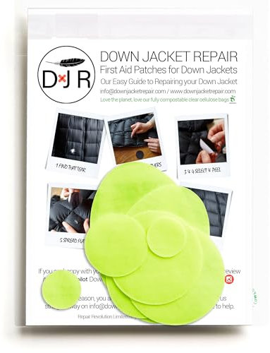 DAUNENJACKEN-REPARATUR-PATCH-SET - Einfach zu verwenden, vorgeschnitten, selbstklebend, wasserdicht, reißfestes zur Reparatur von Kleidung, Schlafsäcken, Zelten und Outdoor-Ausrüstung (Fluro Gelb)