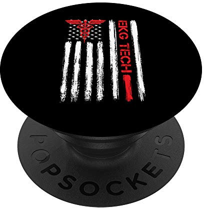 EKG Technician Électrocardiographe Tech Drapeau américain Cadeau PopSockets PopGrip Adhésif