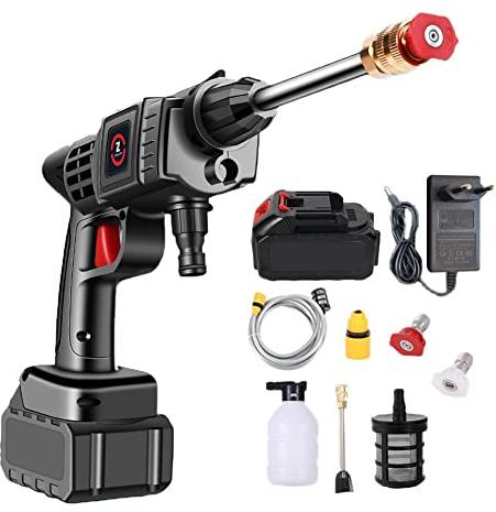 Pistolet Nettoyage Voiture Haute Pression sans Fil, Nettoyeur Haute Pression sur Batterie, Laveuse à Pression pour Voiture, Nettoyeur Haute Pression Portable, Electric Pressure Washer (20000mAh)