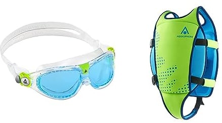 AQUASPHERE Seal KID| Schwimmbrille für Kinder ab 3 Jahren | UV Schutz | Silikon Dichtung IMädchen und Jungen + SICHERHEIT: Diese Schwimmweste ist ideal für das Kennenlernen der Wasserwelt Ihres Kindes