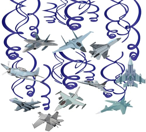 GAKA FAVOR 20 Stück Wirbel Deko Flugzeuge Spiralen Girlande Folien Deckenhänger Flugzeuge Spiral Deko für Geburtstag, Hochzeit, Silvester oder Karneval Partydeko