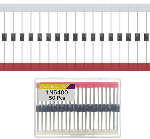 ALLECIN 50 Stück 1N5400 Gleichrichter Diode 3A 50V IN5400 Gleichrichterdiode 5400 Axial DO-201AD 3Amp 50Volt Rectifier Dioden Siliziumdioden
