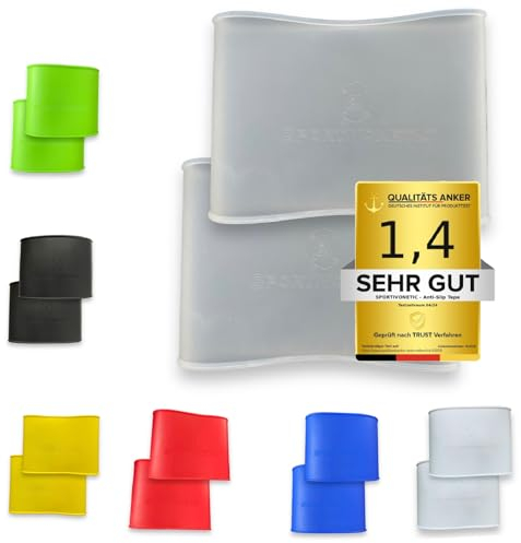 SPORTIVONETIC® Anti-Slip Tape Premium Schienbeinschoner Band -Schienbeinschonerhalter für Fußbal aus Silikon für Erwachsene & Kinder, Damen & Herren mit Grip - Football, Fussball (Transparent, M)