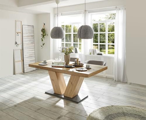 58 aufm Kessel Esstisch ausziehbar Elena 160x90x76 Asteiche/Plankeneiche 13990-160