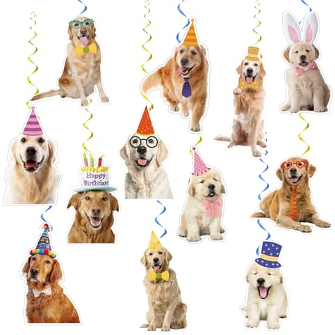 24 Pcs Golden Retriever Hängende Wirbel Golden Retriever Spiralen Decke Wirbel Dekorationen Golden Retriever Hängende Dekorationen für Golden Retriever Hund Geburtstag Dekorationen Party Zubehör