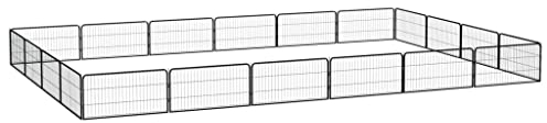 20-Panel Laufgitter für Hunde, schwarz, 100 x 50 cm, pulverbeschichteter Stahl
