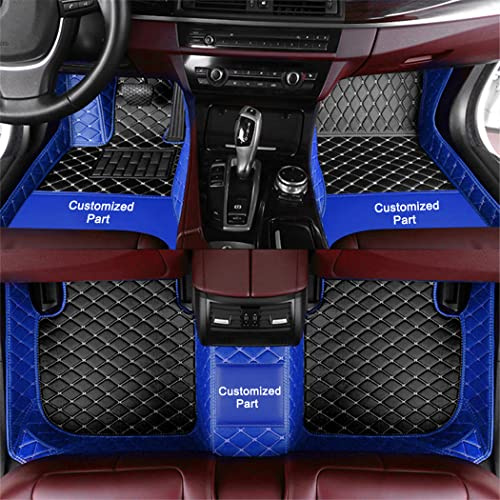 Anpassen Fußmatten für Toyota Yaris Aygo CHR Prius Camry Corolla RAV4 Hilux Auris PU-Leder Auto Fussmatten Set Allwetter wasserdichte rutschfeste Teppich?Blau und Schwarz?