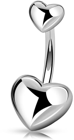 Melighting Titan Bauchnabelring Herz Bauchnabelringe Bauchnabelpiercing Schmuck Innengewinde Bauchnabel Barbell für Frauen, 14G 10mm, Titan