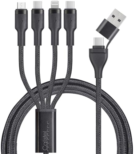 Callstel 8in1 Ladekabel: 8in1-Lade-/Datenkabel USB-C/A zu USB-C/Micro-USB/Lightning 60 W, 200cm (Ladekabel mit Adapter, Multi iPhone, Adapterkabel)