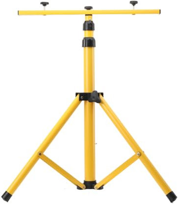 TABODD Twin Heads Floodlight Tripod Stand, Portable LED Work Light Telescoping Tripod Height Adjustable 65-160cm Outdoor Job Site Spot Lights Lighting Retractable Telescopic Triangle Stand