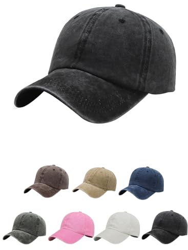 Aomig Basecap Unisex, Retro Baseball Cap Herren und Damen, Einstellbare Kappe Sommer, Sonnenschutz Baseballkappe Hüte, Mützen Caps Käppi Sonnencap für Outdoor Running Tennis Golf Sport Reisen(Schwarz)