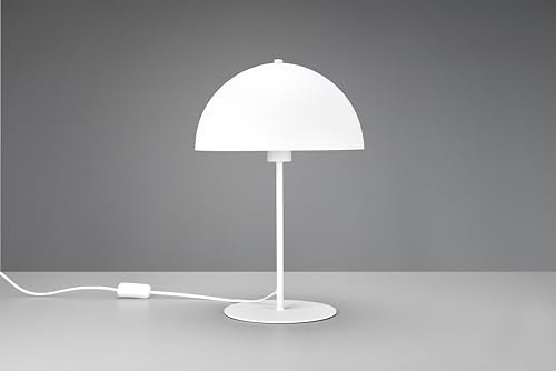 lightling Tischlampe Lola, weiß matt Metall, Schnurschalter, exkl. 1 x E27 max. 40W, Ø 30 cm, Höhe 45 cm