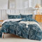 Tokokimo Housse de Couette 220x240 avec 2 Taies d'oreiller 65x65 cm - Motifs de Branches et de Feuilles - Parure de lit 220x240 cm - Housse Couette avec Fermetures éclair, Bleu Marine