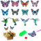 FINEASY 12 Stück Acryl Diamond Painting Schmetterling Kolibri Bastelset, Diamant Painting Schmetterlinge Deko Kits mit Dekostäbchen & Saugnapf, 5D Diamont Painting für Kinder, Erwachsene