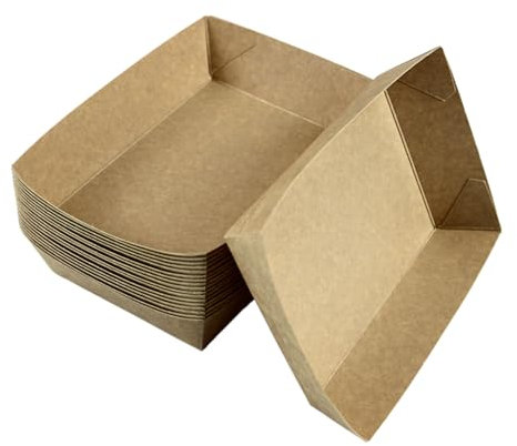 Enpack Snackschale A50-500 Stück Snackschalen aus Kraftpapier - Snack Box 20 x 12 x 4 cm - Currywurst Schale 950 ml - Behälter für Tapas, Chips, Pommes etc. - optimal geeignet als Fingerfood Schalen