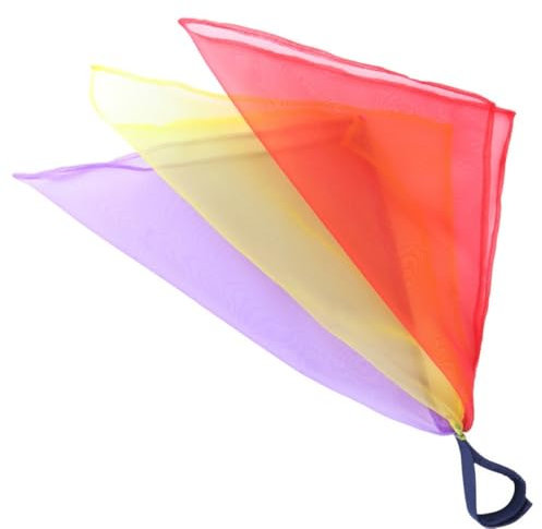Whakano 1 Stück Tricolor-Jongliertücher Seidentücher 30x30cm,Performance Tanztücher,Gymnastiktücher Jonglier Tücher Schals für Tanzen,Jonglieren,Sensorisches,Tanztücher,Kindergarten,Rot Gelb Lila