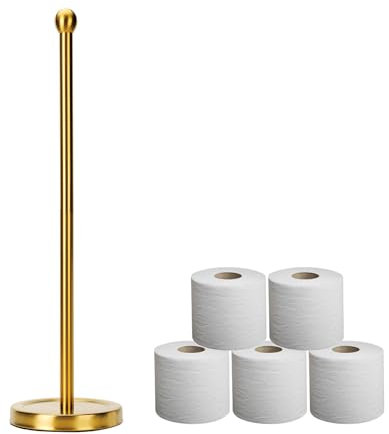 Toilet Paper Holder Stand for 5 Paper Rolls (Gold)