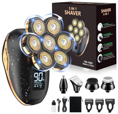 Glatzen Rasierer Herren, CHLANT Glatzen Rasierer Herren Elektrisch 7D Kopfrasierer Glatze Wasserdichter Glatzen Rasierer Herren 0 mm Head Shaver Men Trimmer Pflege Kit