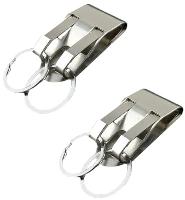 2 Pcs Belt Key Holder, Stainless Steel Key Ring Heavy Duty Clip Buckle, Quick Release Keyring Accessories for Police Handcuff Fire Agencies - 8802#
