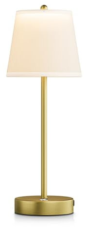 lundwa Tischlampe Kabellos Dimmbare LED Akku Tischleuchte 40CM mit 6000mAh, Weißer akku Nachttischleuchte, 4W 2700K/4000K/6000K Touch Control LED Tischlampe für Schlafzimmer Büro Kinderzimmer(Gold)