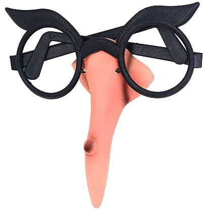 Halloween-Hexe-Brille, Nasenanzug, linsenlose Brille mit langer warziger Hexennase, Hexenkostüm-Requisiten für Halloween, Maskerade, Cosplay, 1 Set Hexen-Requisite für Cosplay, einfache Hexen-Requisit