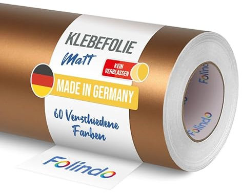 FOLINDO Möbelfolie selbstklebend 092 Kupfer Matt 5m x 63 cm - Klebefolie Möbel, Klebefolie Küche, Möbelfolie, Folie für Möbel, Möbelfolie selbstklebende Folie, Küchenfolie selbstklebend