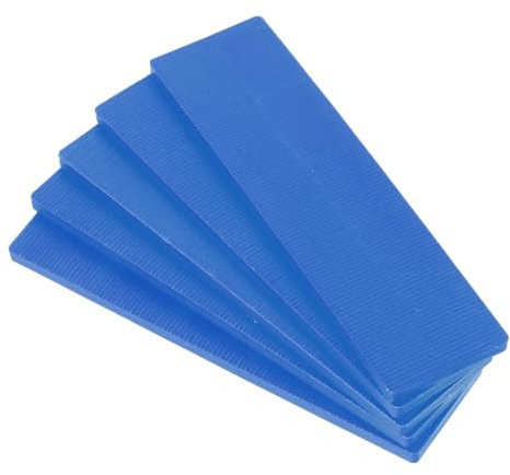 QUARKZMAN 50 Stück Unterlegplatten Kunststoff Abstandshalter 100 x 28 x 5 mm Fliesenkeile Distanzplatten Ausgleichsplatten Distanzklötze Unterlegklotz Verglasungsklötze für Fenster, Blau