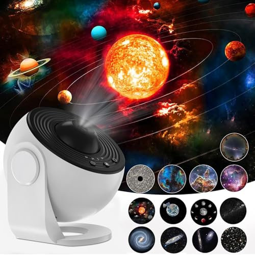 13 in 1 Planetarium Star Projector, 4K HD Realistic Galaxy Projector Night Light, Rotatable Starry Sky Galaxy Light with Timer & Zoom, Projector Lights Gift for Kids Adults Ceiling Bedroom Living Room
