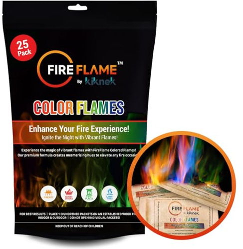 Fireflame Fire Color Changing Packets, Magic Colorful Fire Flames, 25 Pack