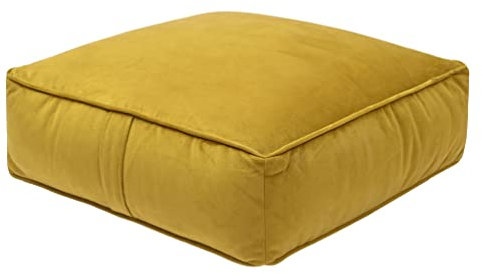 Loft 25 Bodenkissen Meditationskissen mit 20 cm Sitzhöhe Yoga Kissen mit Dinkelfüllung, Indoor Wohnzimmer Samt Bodensitzkissen Leichtes Floor Cushion für Balkon und kinderzimmer (Kurkuma)