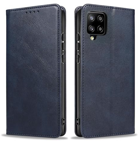 LBH Handyhülle Smartphone-Hülle für Samsung Galaxy A42 5G Klapphülle Magnetverschluss Kartenfächer Geldfach Standfunktion Case Etui Rundumschutz Schutzhülle Blau
