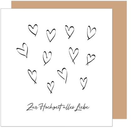 Edition Seidel Premium quadratische Glückwunschkarte zur Hochzeit mit Umschlag. Hochzeitskarte Grußkarte Vermählung Just Married Herz Herzen (HQ115 SW025)
