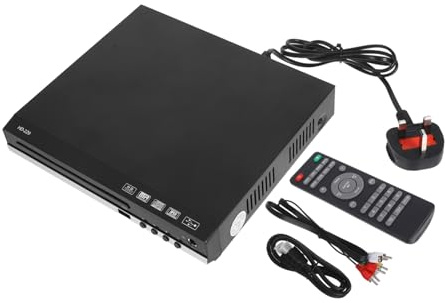 Angoily Slim Lightweight Home Dvd Player Recorder with Region Free Vcd CD Playback, Mini Portable Disc Player Compatible with Ac100-240v Uk Plug for Tv and Travel Use