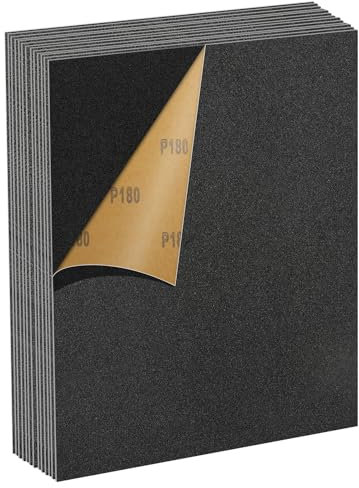 MOGRQAP 12 Sheets 180 Grits Sanding Paper, Waterproof Sandpaper 23 x 28cm Glass Grit Sand Paper for Cars Metals Walls Wood Furniture, Wet and Dry Polishing Sandpaper Sheets