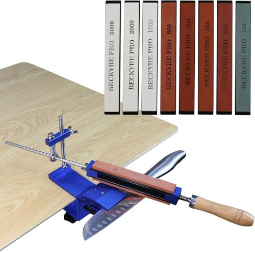 Professional Knife Sharpener Precision Adjust Knife Sharpener Tool Rotation Flip Design Fixed- Angle Stainless Steel Kitchen Knife Sharpener System with 8 Whetstones for Home Knife Sharpening