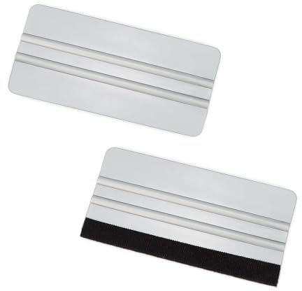 Henyall Plastic Squeegee Scraper Wallpaper Kit,Wrap Vinyl for Cars Scraper Tool,Plastic Felt Squeegee,Window Squeegee 15x8cm for Glass Film Vinyl Car Tint & Wallpaper(2 Pcs,Silver)